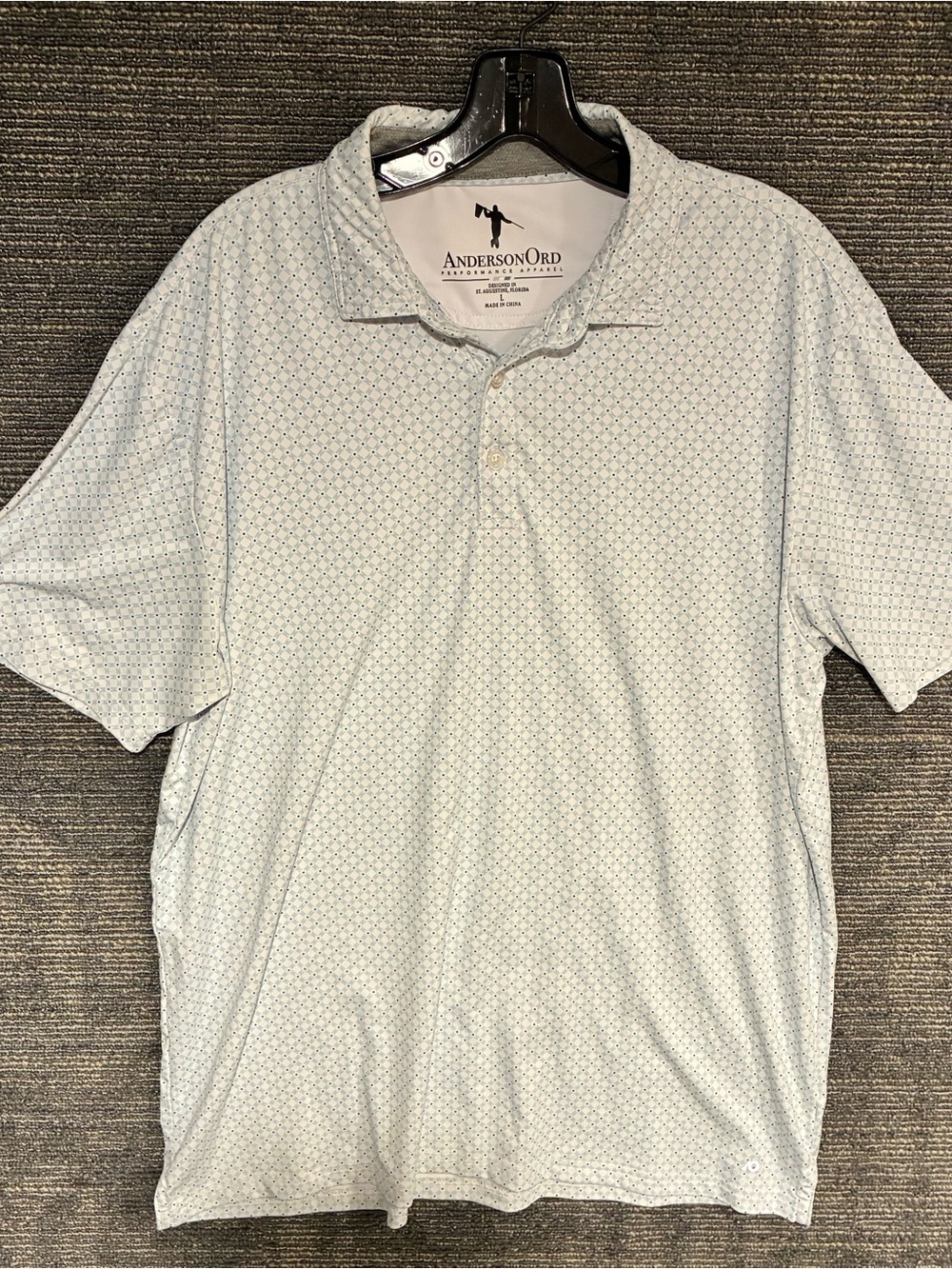 AndersonOrd Men's Pale Blue Printed Golf Performance Polo Shirt